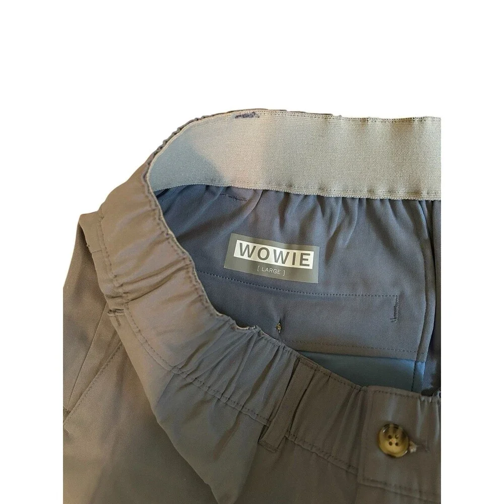 Wowie Shorts Mens L Pockets Elastic Stretch Waist Colorful Details Blue Summer